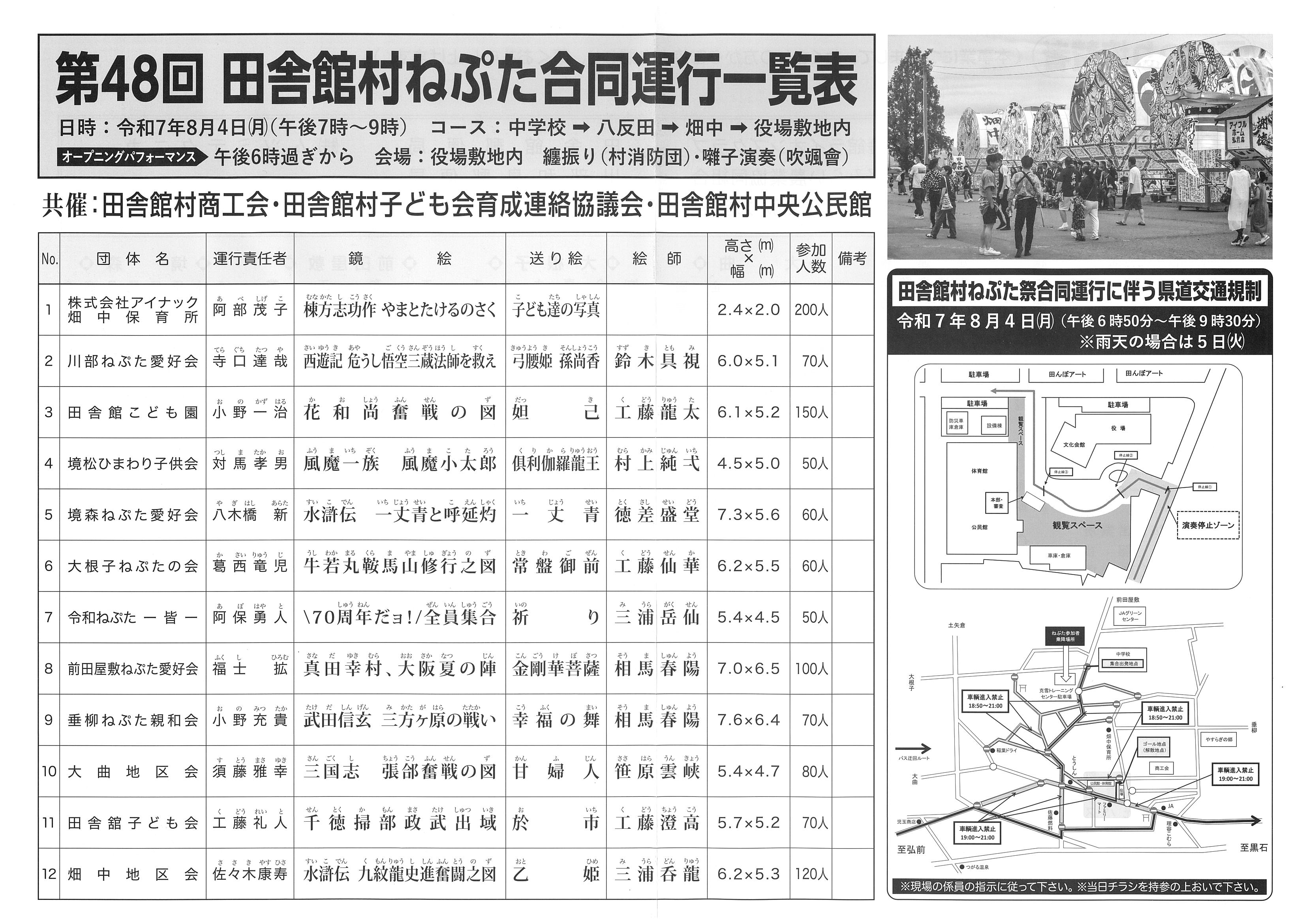 第48回 田舎館村ねぷた合同運行のお知らせ（2025） - 田舎館村商工会