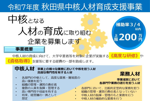 【お知らせ】中核人材の育成を支援します！