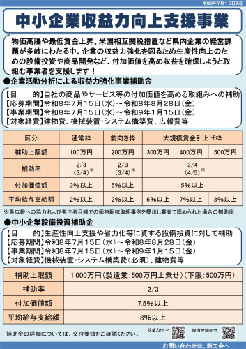 第９回企業活動分析による収益力強化事業補助金の募集開始について