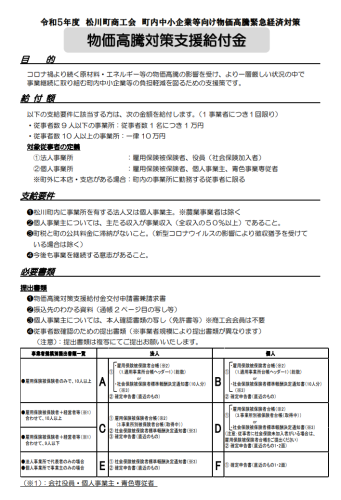 物価高騰対策支援給付金のお知らせ　町内事業者全員が給付金受給対象です！（※農業事業者を除く）