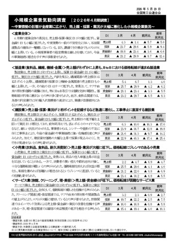 小規模企業景気動向調査結果の公表について（2026年4月期）