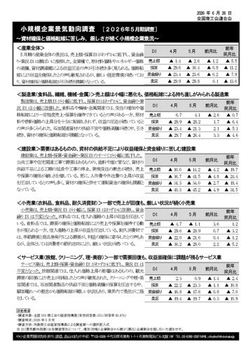 小規模企業景気動向調査結果の公表について（2026年5月期）