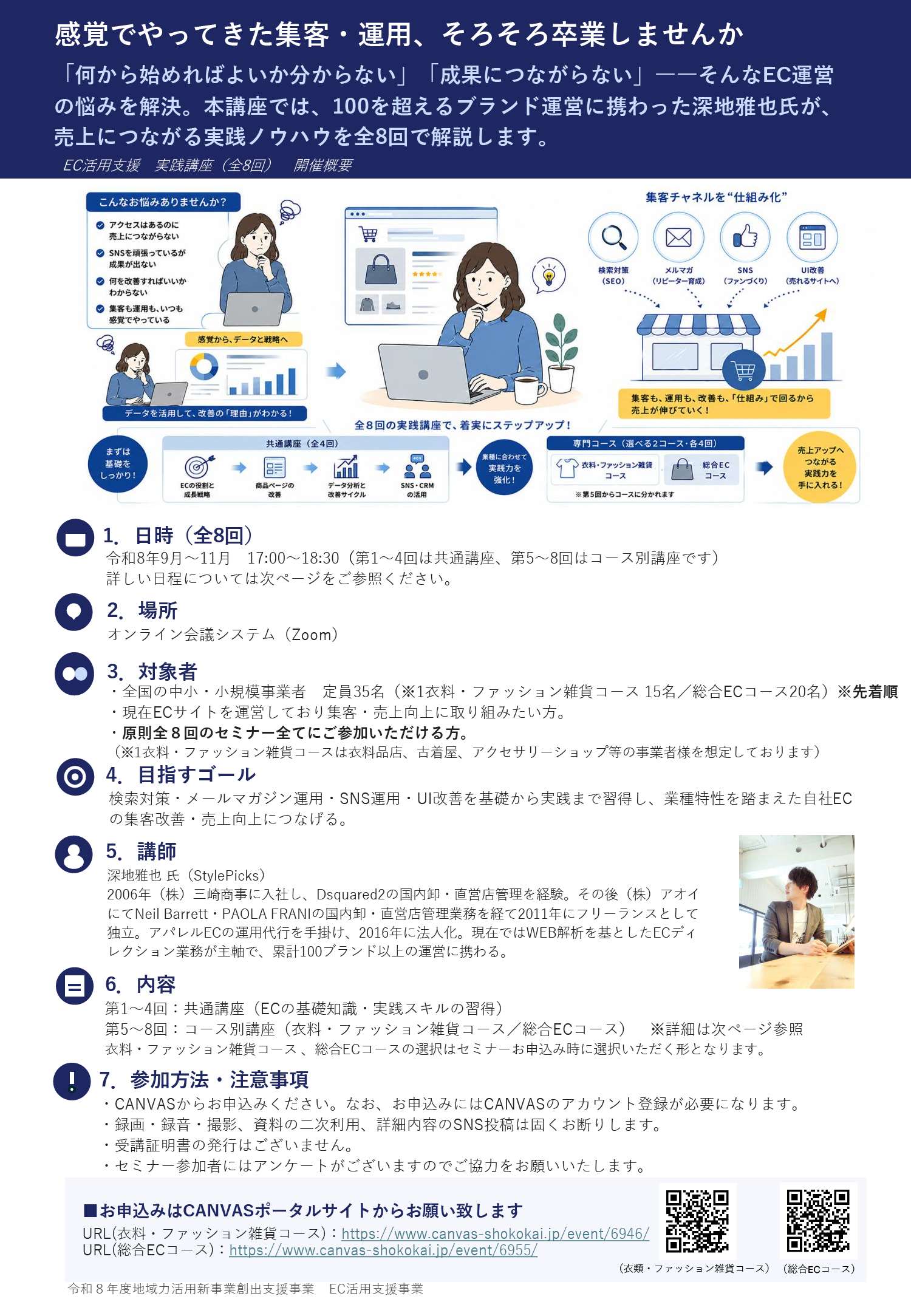 ECの集客・運用の事例を交えたセミナーの配信について