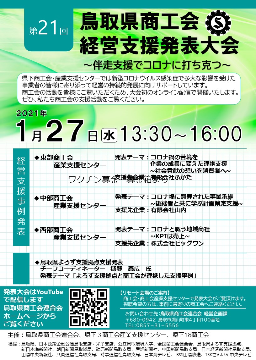 第２１回 鳥取県商工会経営支援発表大会～ 伴走支援でコロナに打ち克つ ～ no