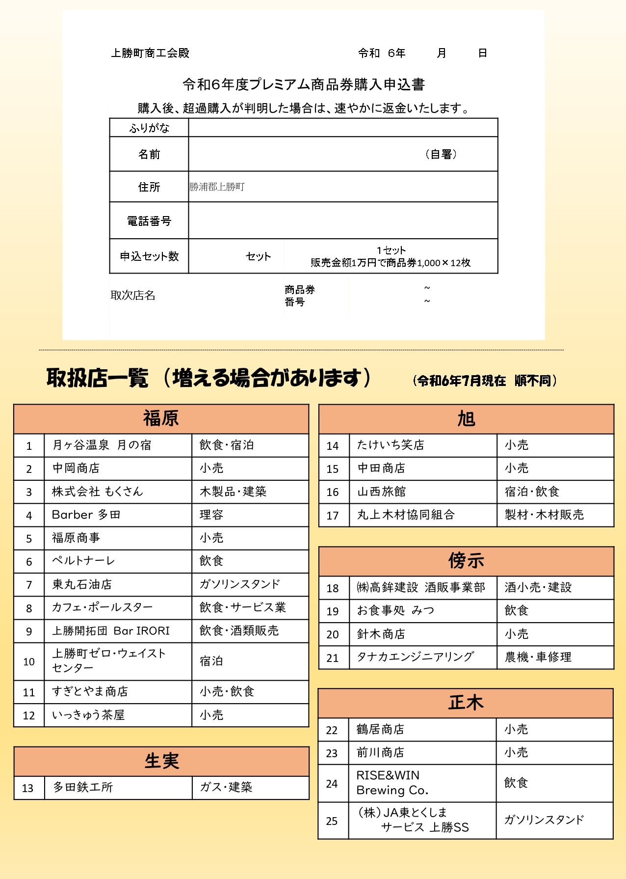 ☆上勝町商工会プレミアム付き商品券の販売 - 徳島県 上勝町商工会