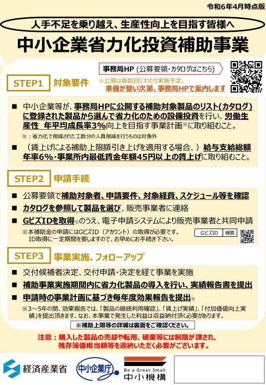 中小企業省力化投資補助金事業」製品カタログ更新について（中小企業庁