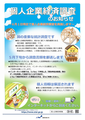 個人企業経済調査実施に関するお知らせ