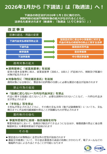 改正下請法に関する事業者向け説明会のご案内