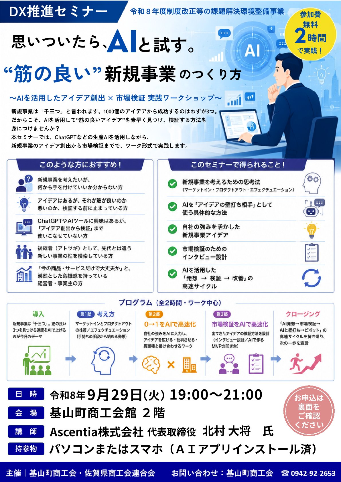 ＤＸ推進セミナー　思いついたら、AIと試す。 “ 筋の良い ” 新規事業のつくり方