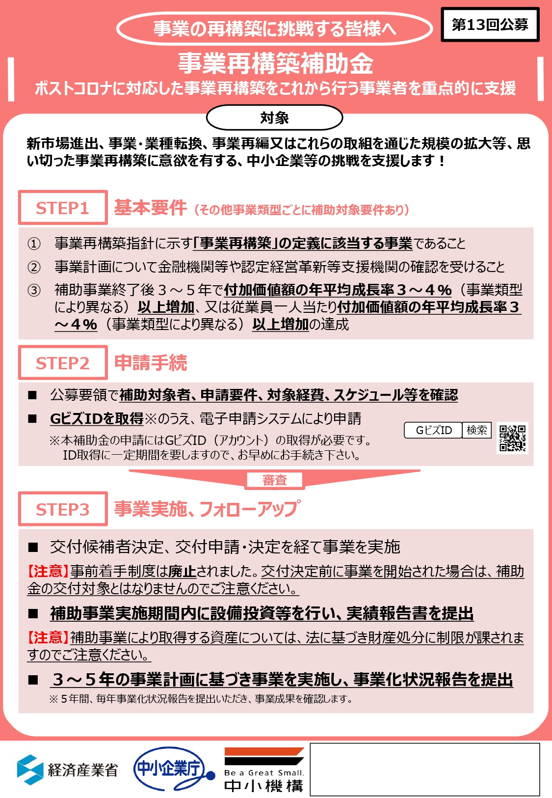 「事業再構築補助金」第13回公募が開始されました。