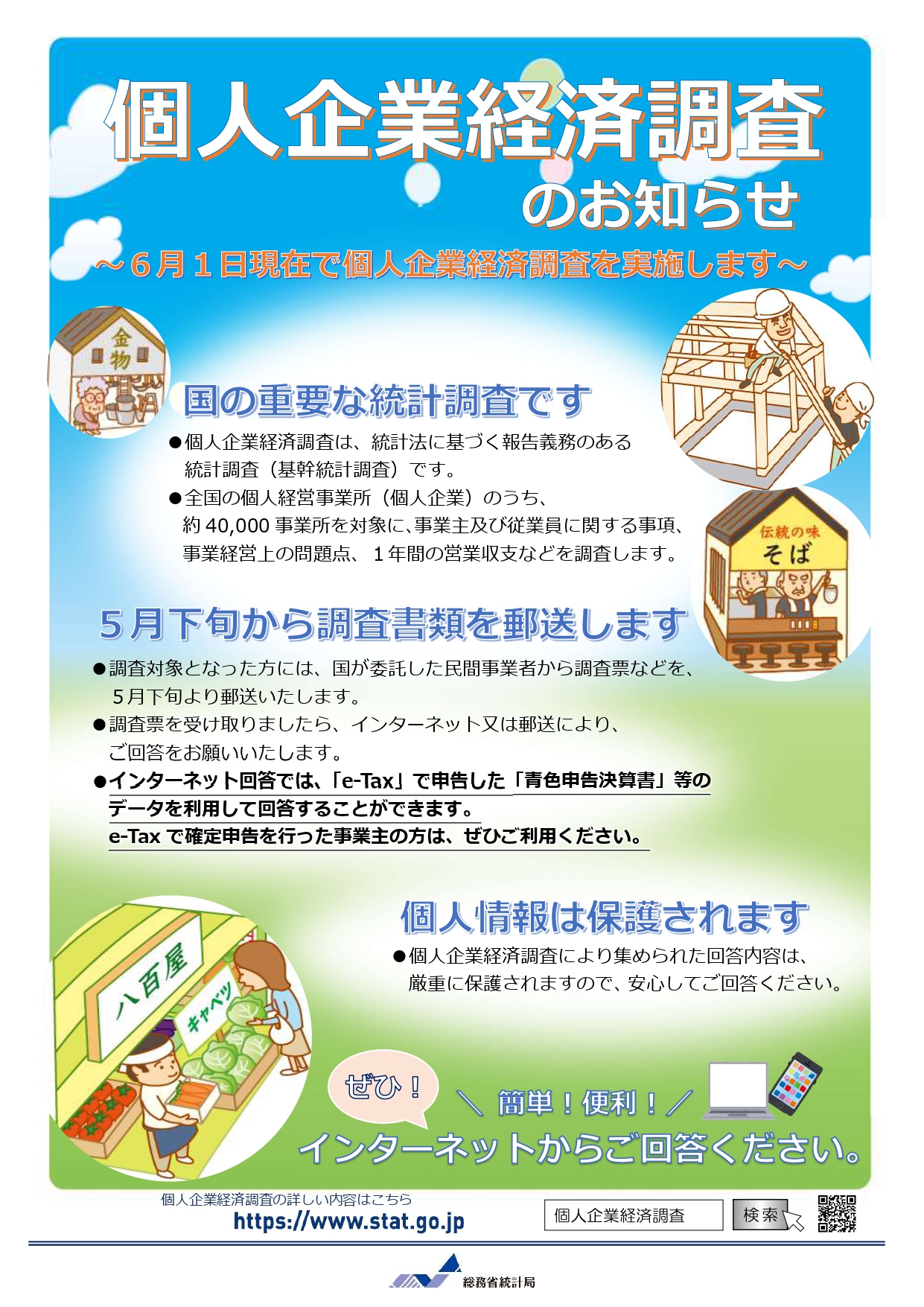 個人企業経済調査が実施されます