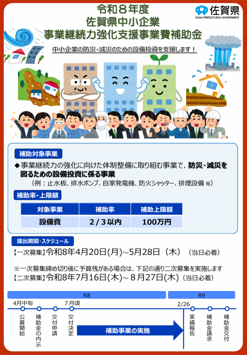 中小企業事業継続力強化支援事業費補助金のお知らせ【〆5/28（木）】