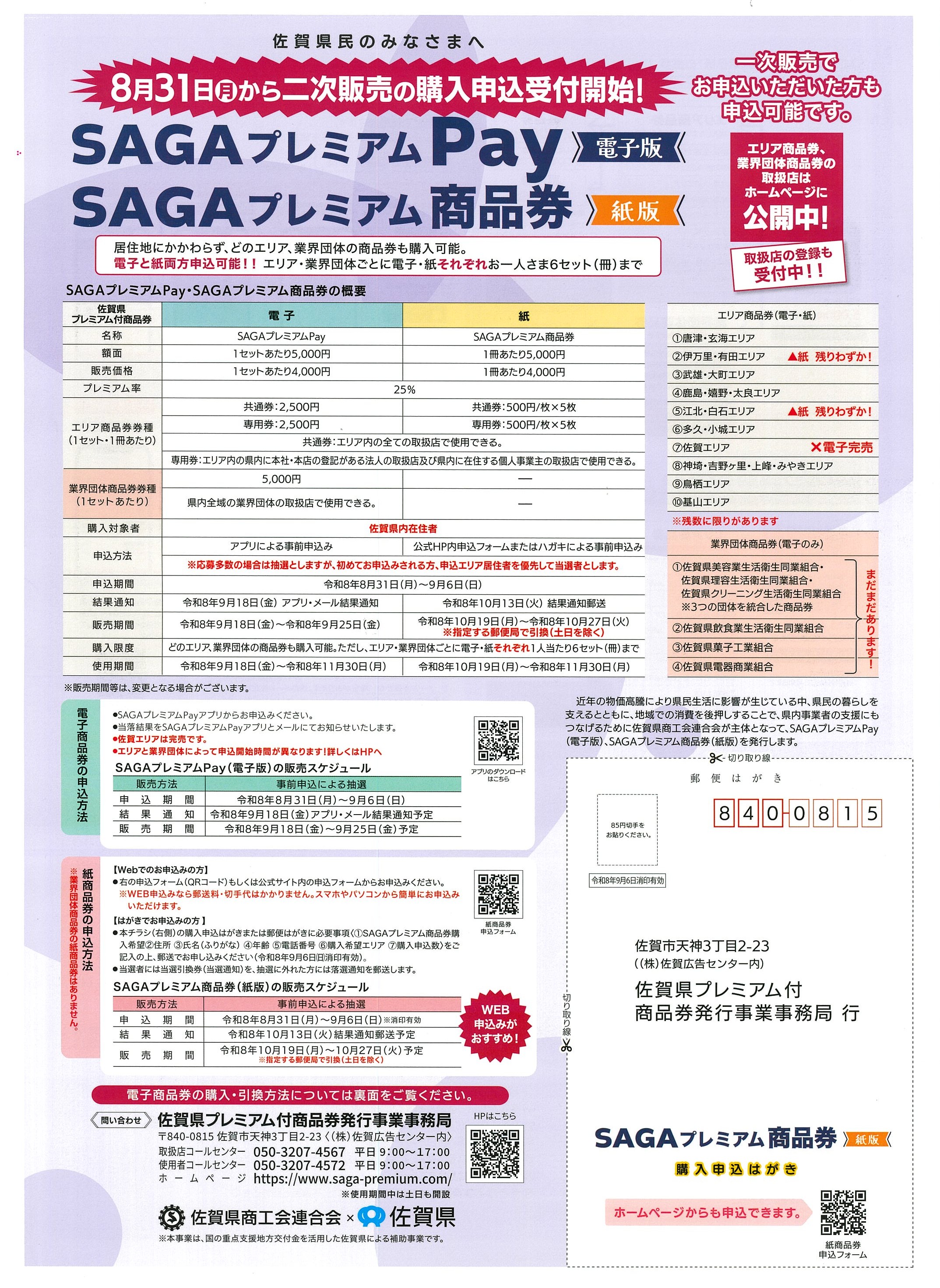 【二次販売】SAGAプレミアムPay・SAGAプレミアム商品券の申込についてご案内