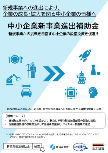 【補助金】中小企業新事業進出補助金のお知らせ