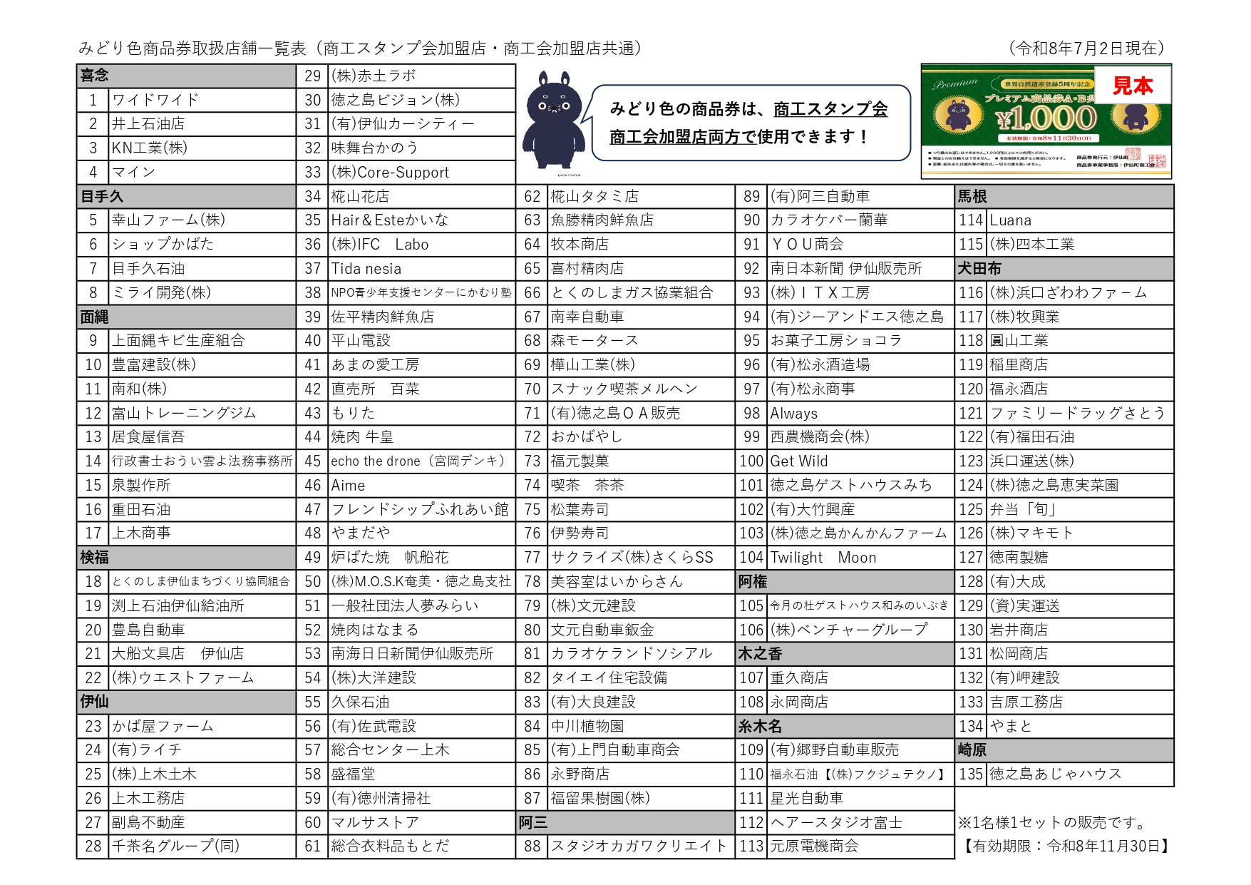 世界自然遺産登録5周年記念 伊仙町プレミアム商品券【販売のお知らせと