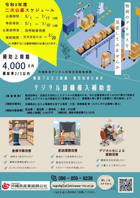 【二次公募】沖縄物流デジタル技術活用推進事業費補助金のご案内