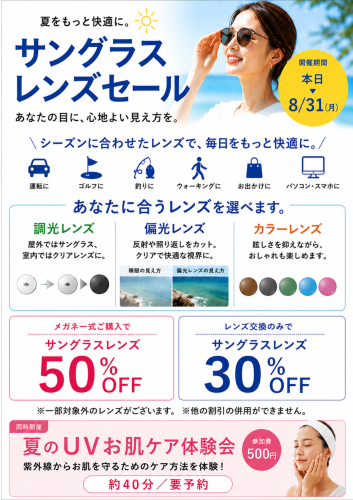 🎉ニシタ創業80周年 感謝祭第２弾　サングラスレンズセール